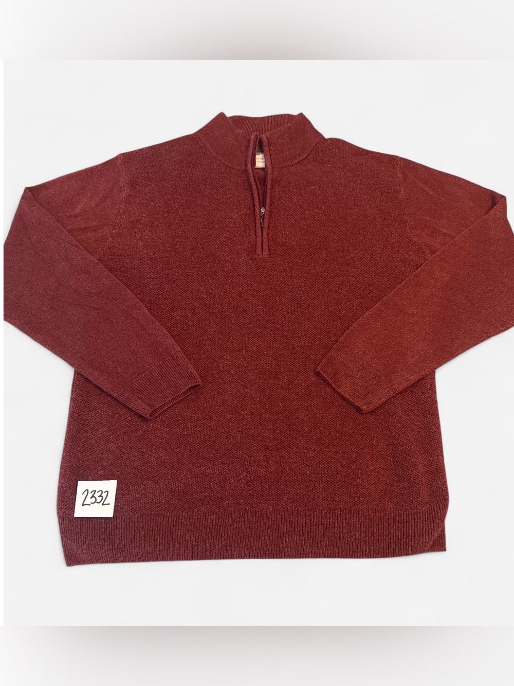 American Threads Men's Zip-Neck Sweater in Deep Maroon